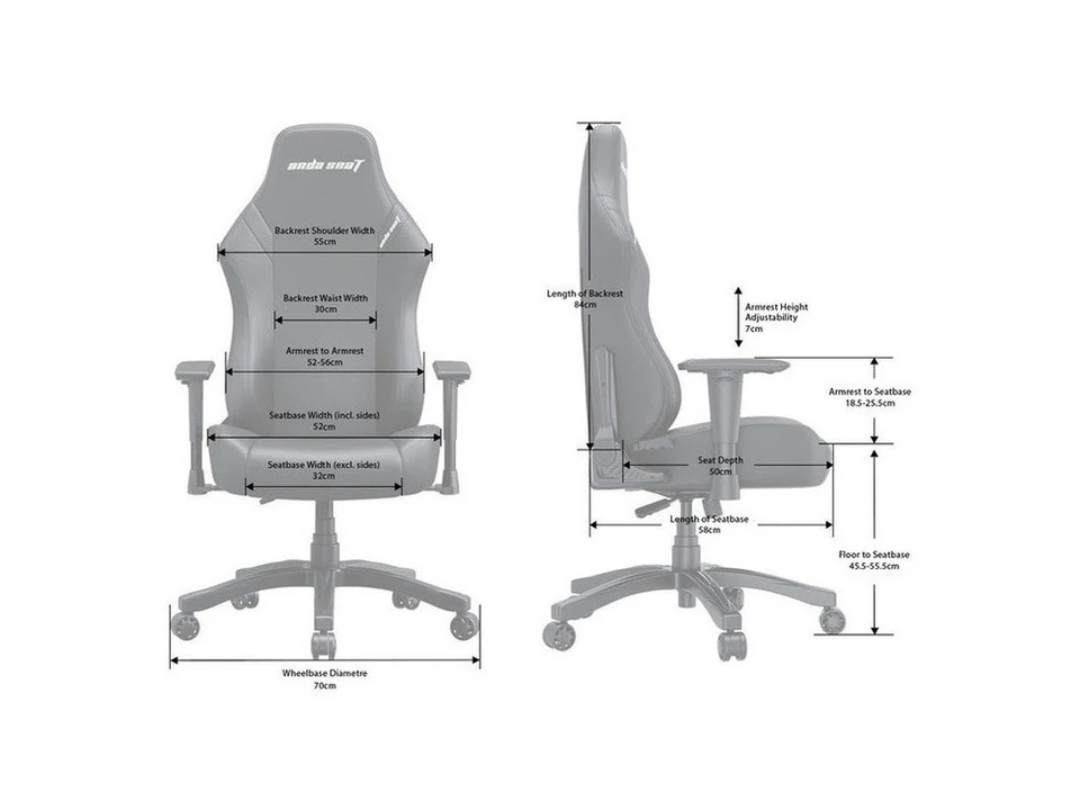 AndaSeat LUNA Large Gaming Chair - Premium Grey, Ergonomic, Adjustable AndaSeat LUNA Large Gaming Chair - Premium Grey, Ergonomic, Adjustable